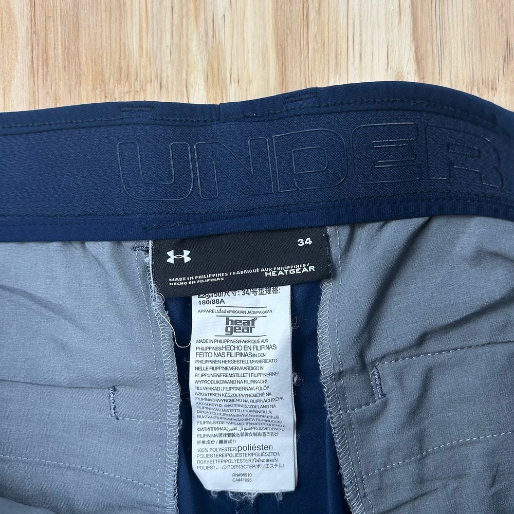 Under Armour Men's 34 Navy Blue Golf Shorts HeatGear 10 Inch Inseam Performance - Picture 2 of 9